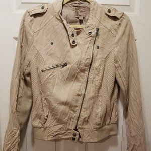 Mine Zippered Lightweight Tan Bomber Jacket - Med